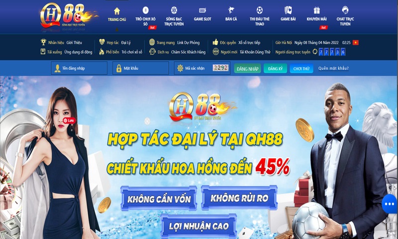Giao diện sảnh cược chất lượng Qh88.com