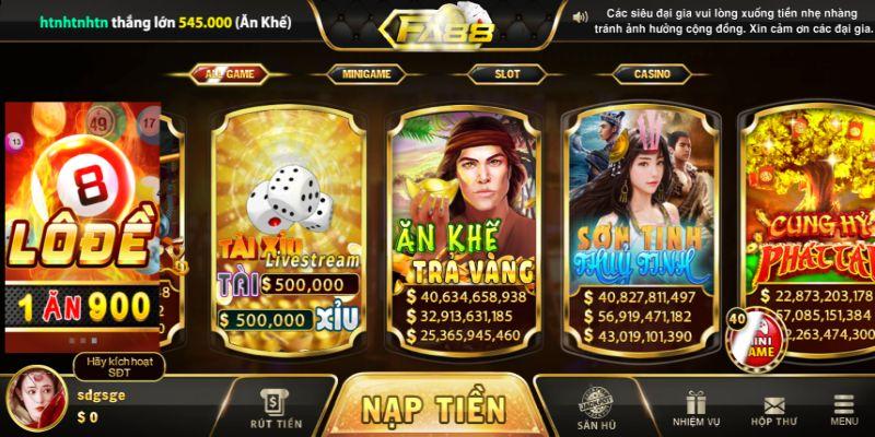 Các tựa game hot hit của nhà cái Fa88 City